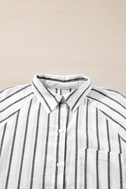 Oversize shirt with black stripes with chest pocket