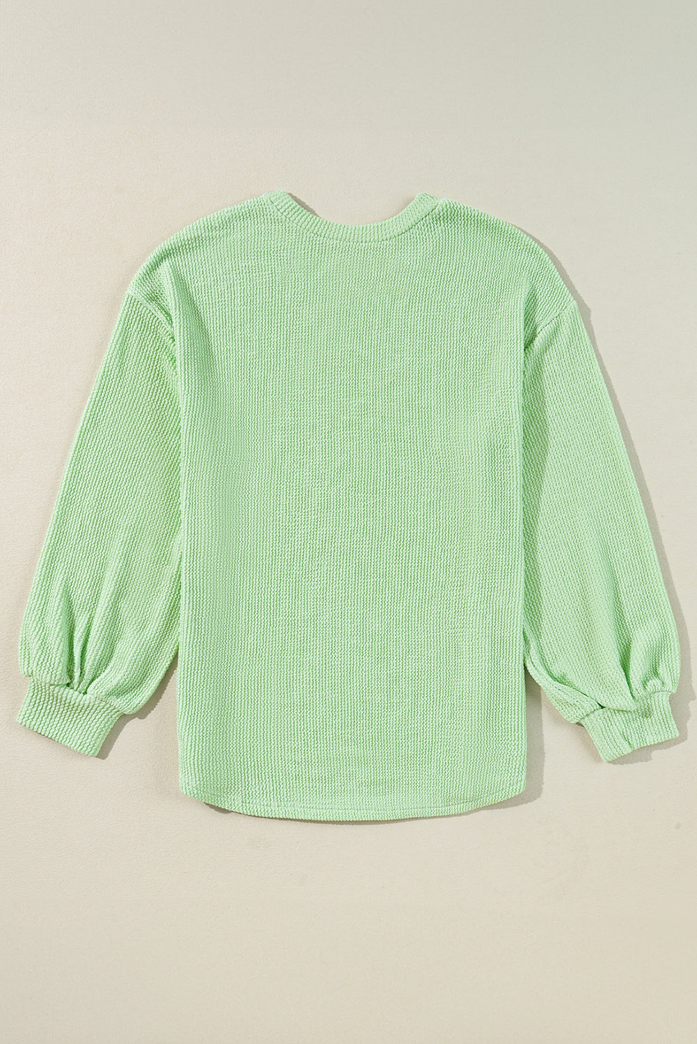 Moonlight Jade - Solid Cord Drop Shoulder Ribbed Sweater Top