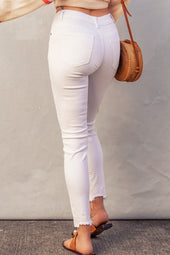 Luten White Denim in short denim high waist with buttons