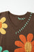 Pulp with drooping shoulders and V -collar with large coffee flowers pattern