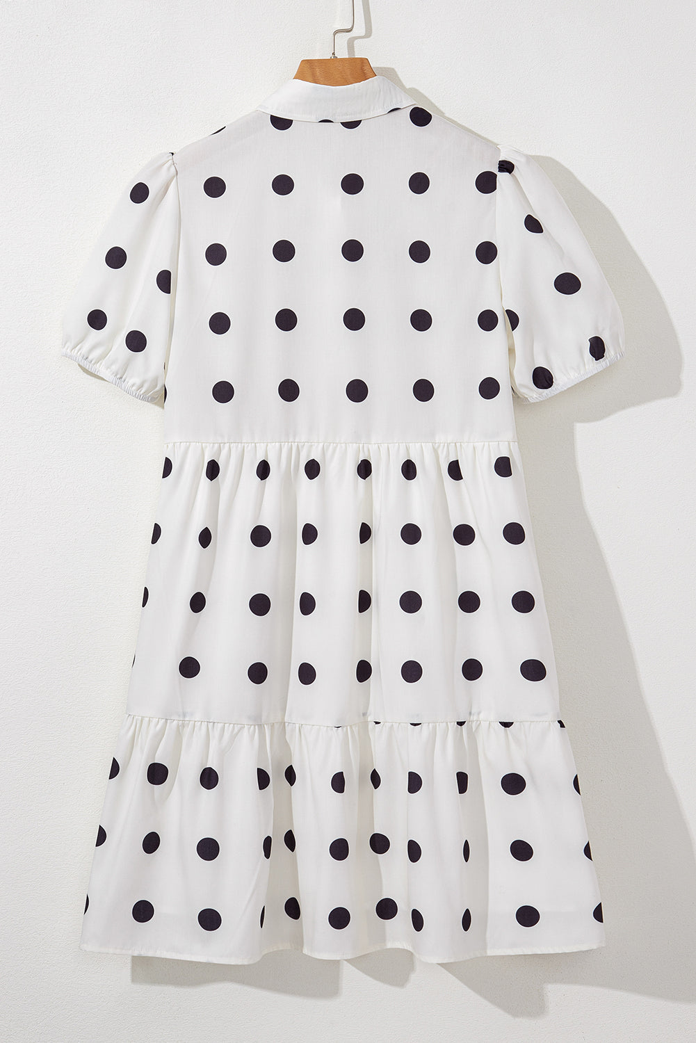 White Babydoll dress with polka dots and sleeve collar *