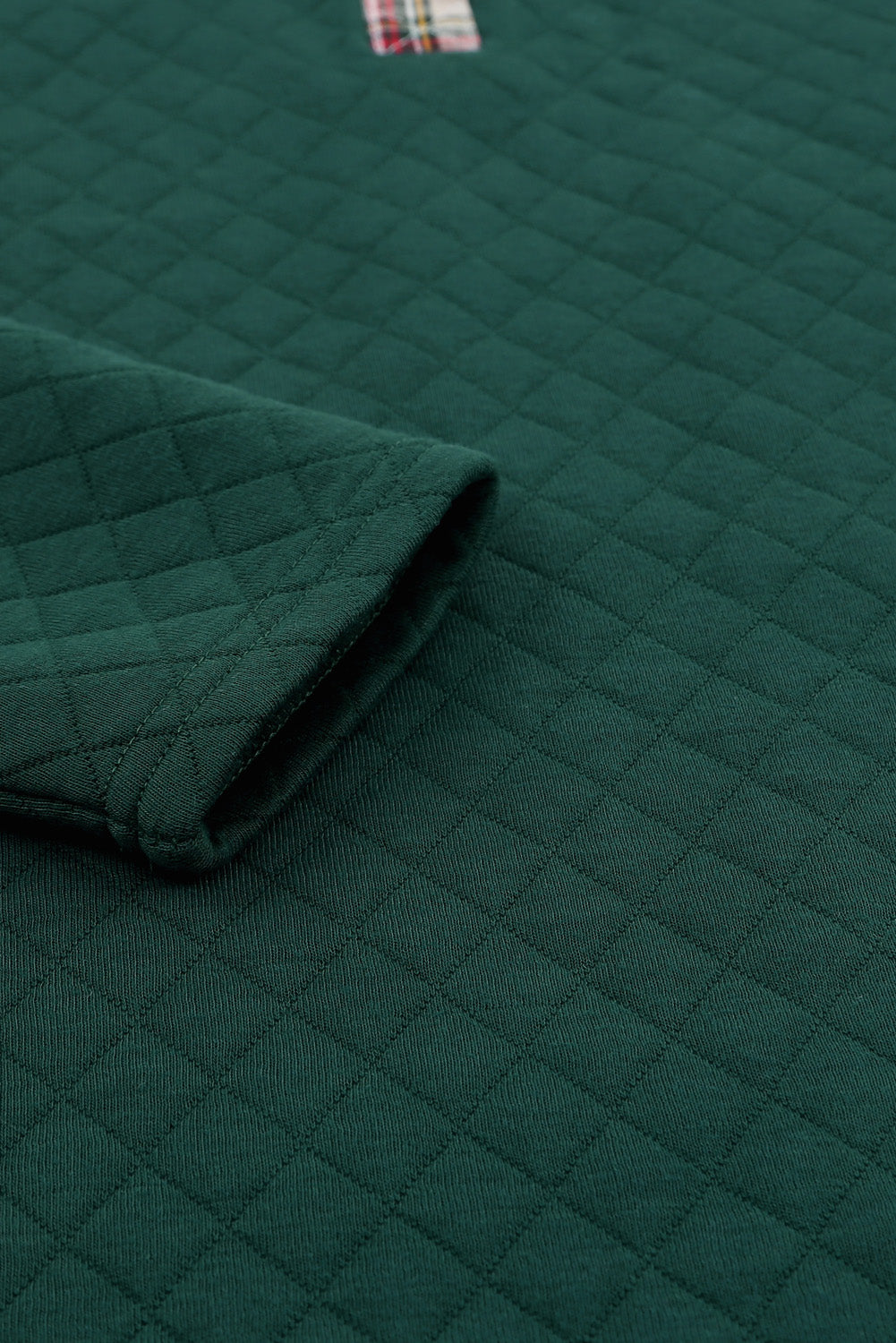 Sweat-shirt Green Geometric Texture Plaid Trim