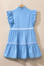 Ric Rac Beau Blue Color Block V-Neck Tiered Dress with Flutter Sleeves