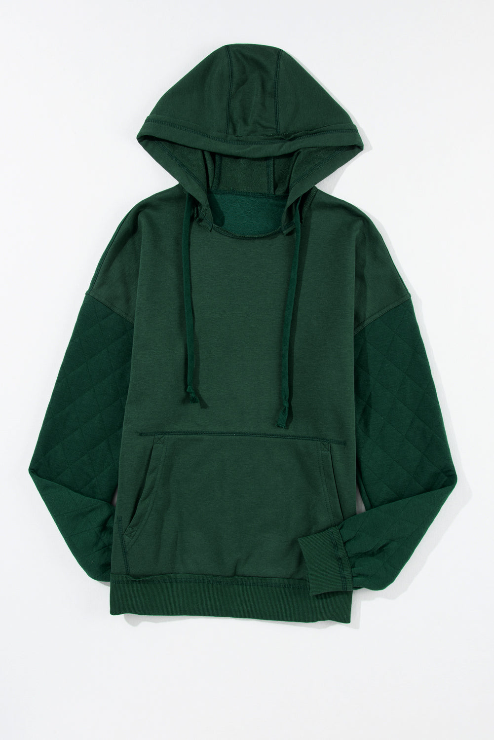 Sudadera de costura de costura expuesta de mosaico acolchado verde azulado