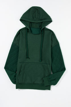 Blackish Green Quilted Seam Hoodie