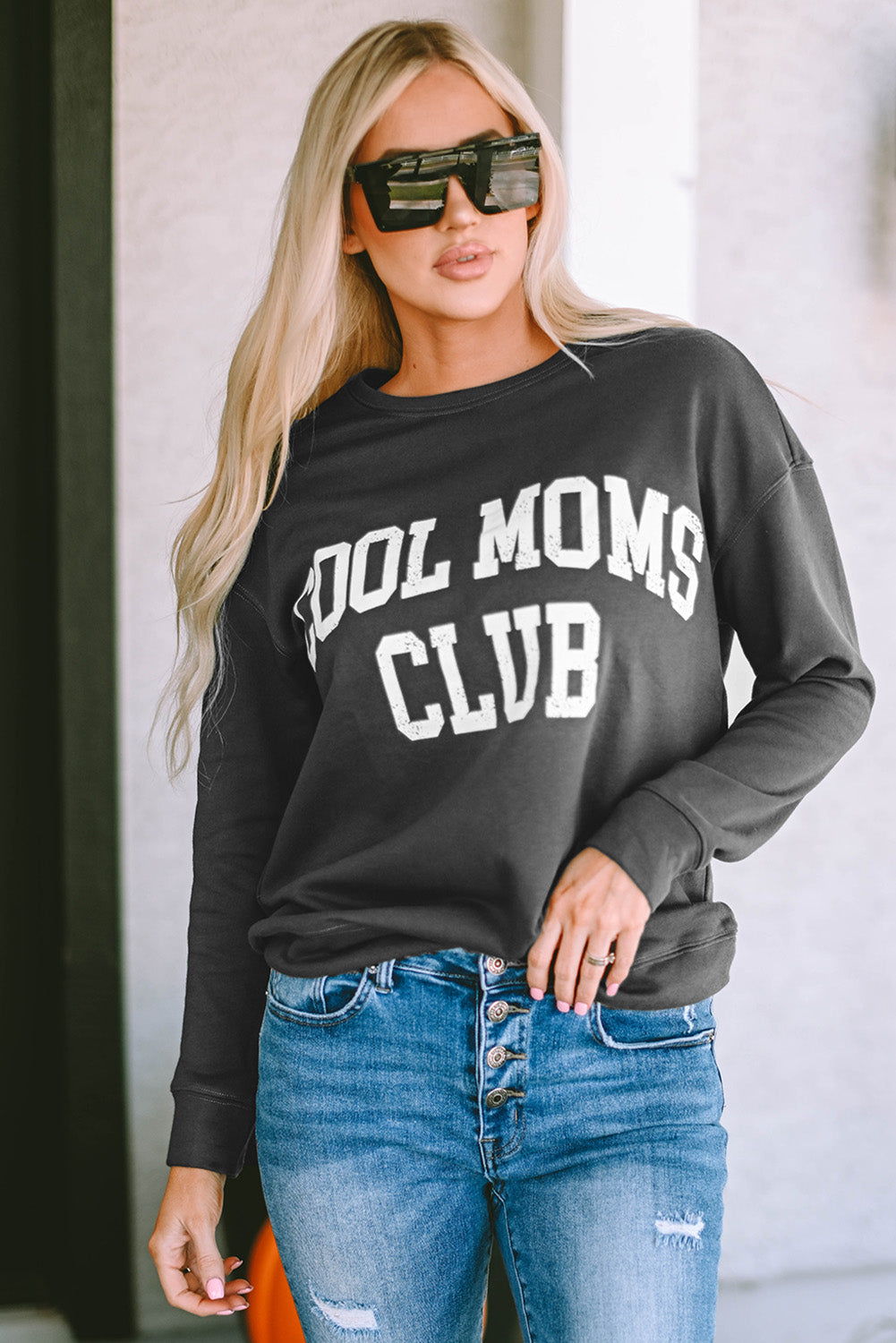 Grau Cool Moms Club Drop Schulter -Sweatshirt