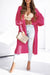 Pink bubble sleeve knitted cardigan with side pockets