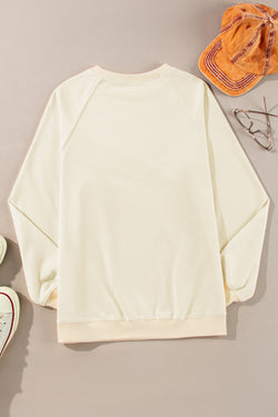 Apricot Rainbow Color Block Striped Sweatshirt