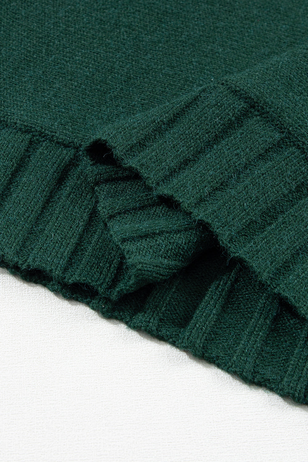 Schwärzgrüner Scheinhalsschläger Kurzarm Strickpullover