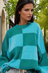 Green checked green sweater *