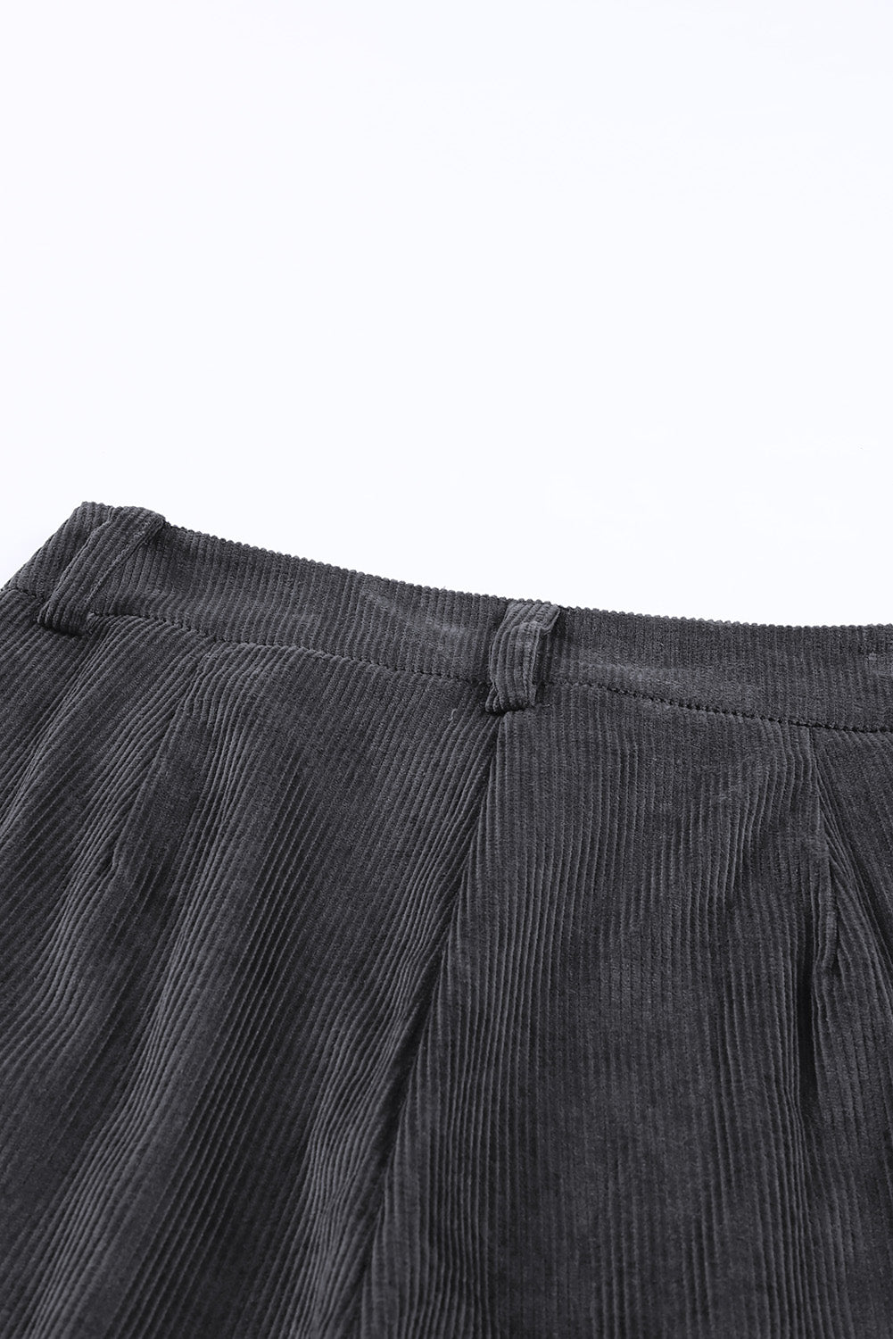 Pantalon droit taille haute en velours côtelé gris