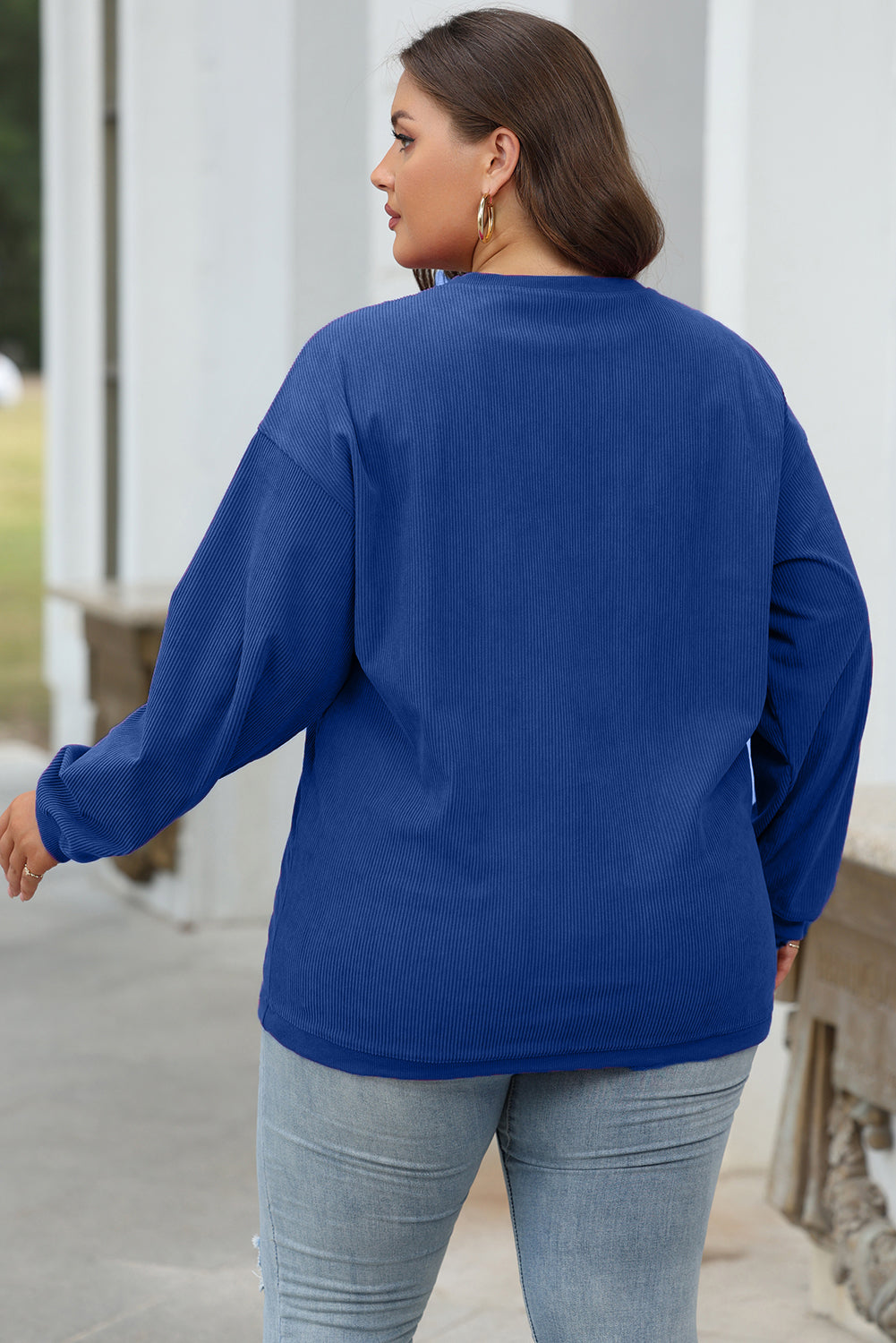 Dark blue corduroy oversized sweatshirt