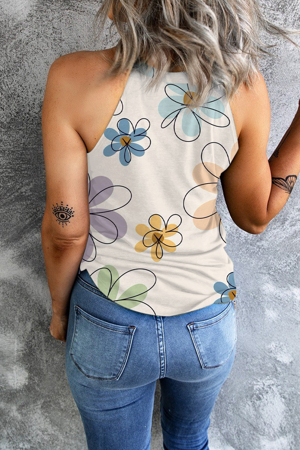 Débardeur beige à fleurs douces-A WOMAN WE LOVE