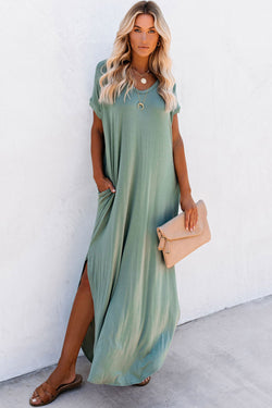 Robe t-shirt longue vert gazon *