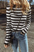 High collar knit sweater and black striped slim cutting