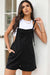 Black denim casual romper with straps and eyelets