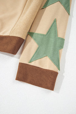 Parchment Star Oversized Sweatshirt with Exposed Seams and Patchwork