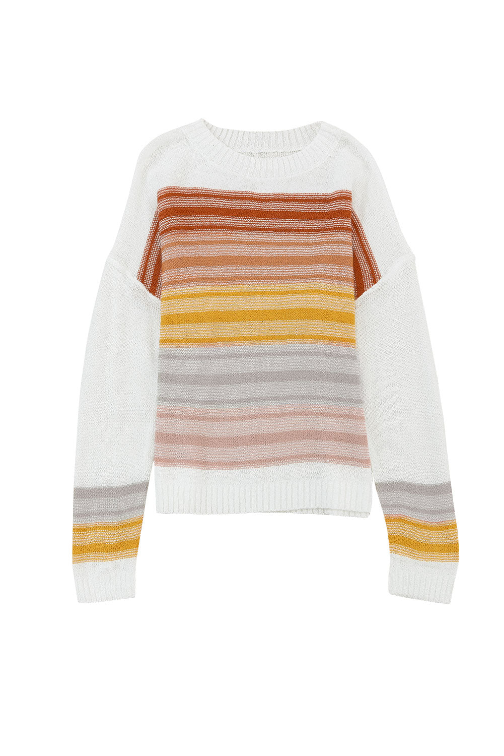 Multicolor -Streifen -Langarmpullover runden Nackenpullover