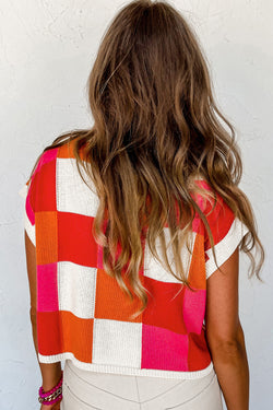 Fifthly red color blocking sweater