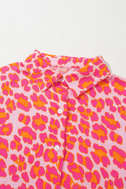 Large shirt buttoned pink leopard print