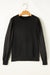 Plain black sweatshirt with patchwork sleeves and round neck