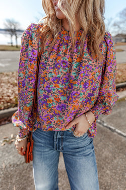 Violet blouse with floral print *