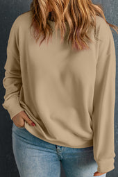 Plus Size Apricot Crew Neck Drop Shoulder Sweatshirt