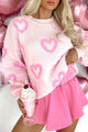 Large pink sweater with heart -shaped bubble bubbles