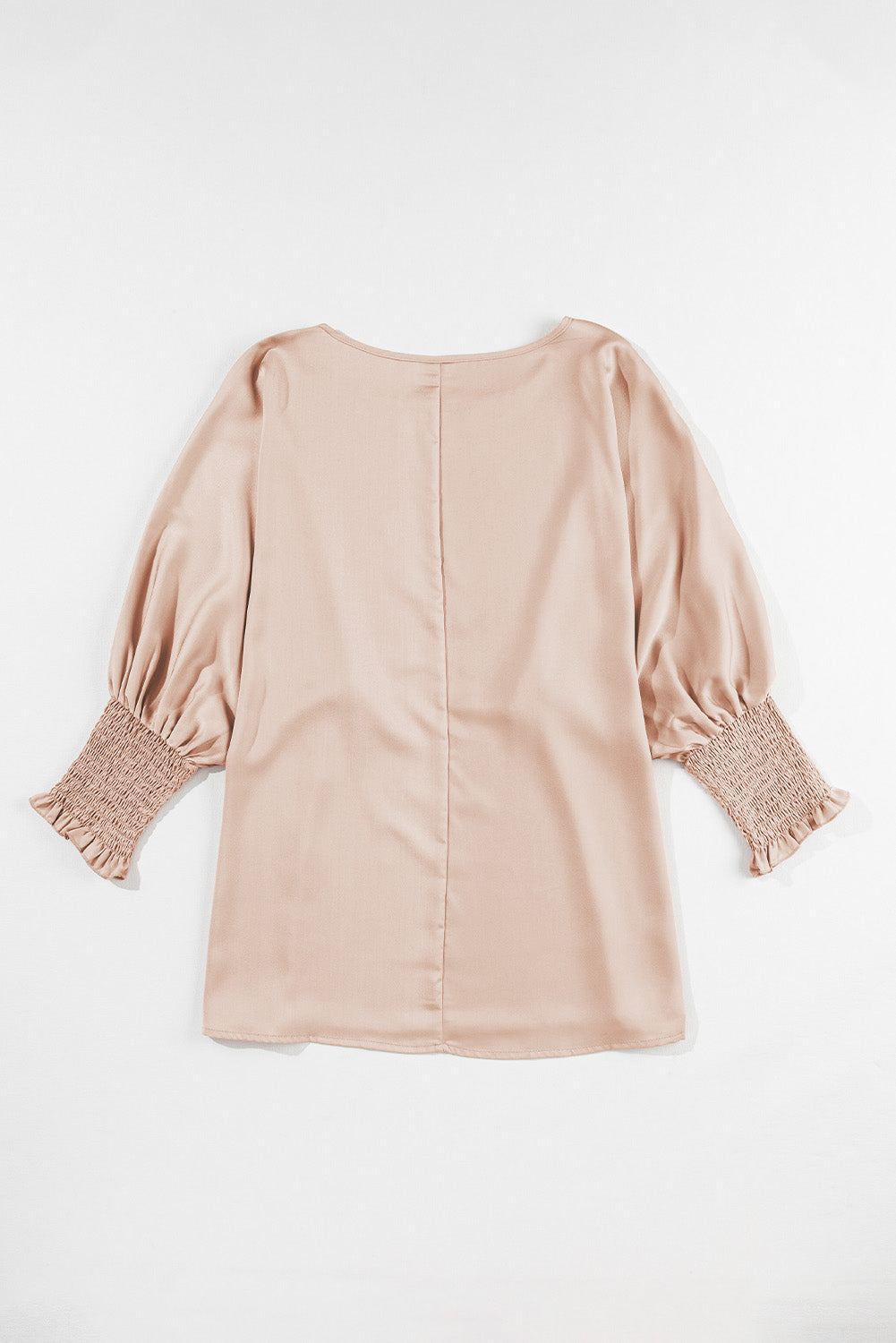 Blouse en satin froncée gris fumée à manches chauve-souris