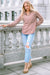 Apricot Ribbed Texture Half-Zip Crew Neck Sweatshirt