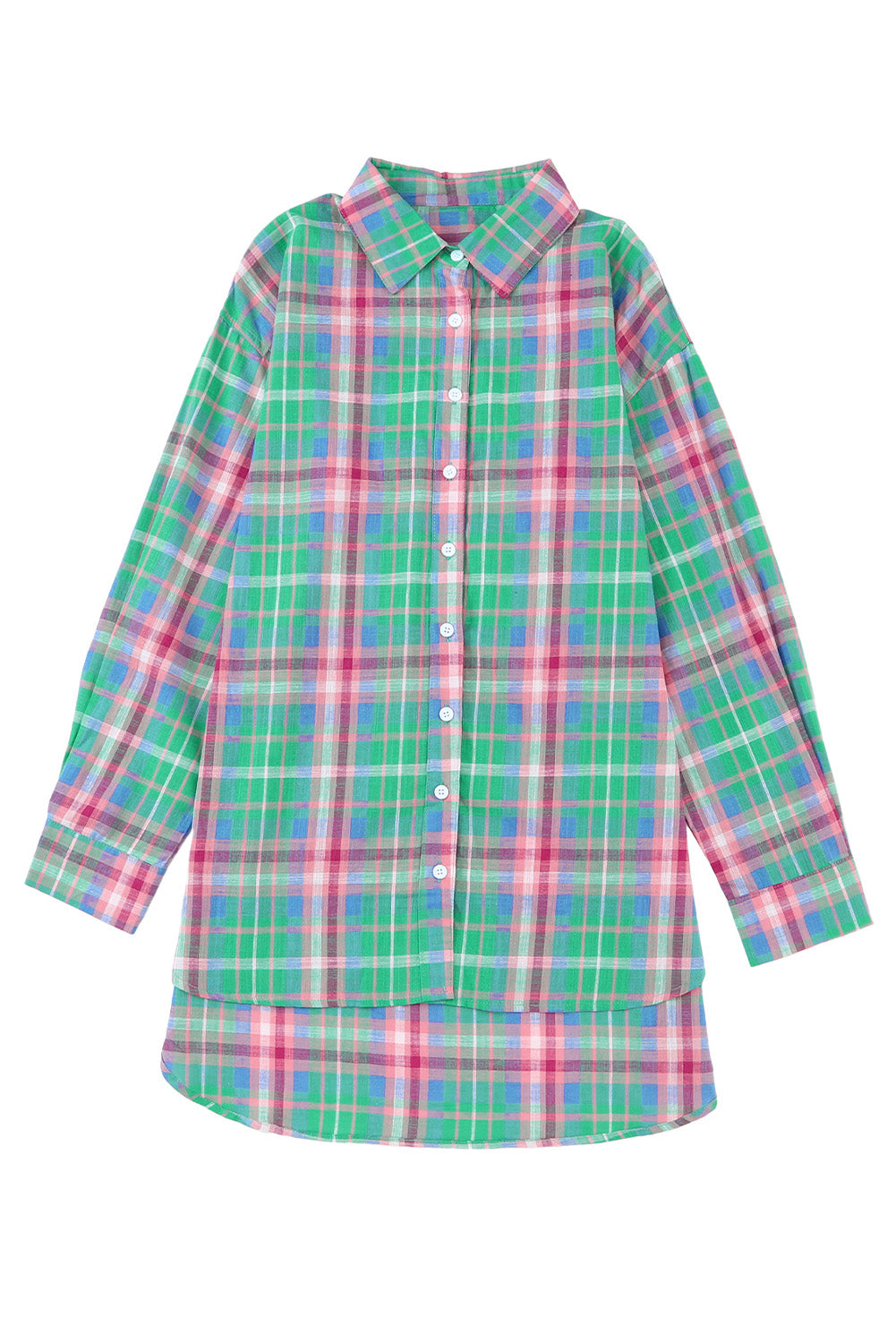 Chemise divisée à manches longues à plaid vert