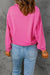 Vintage Hot Pink Mineral Wash Half Button Collar Sweatshirt