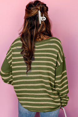 Decreeed sweater with scratches and falling shoulders green *