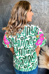 Blackish Green Print High embroidered *