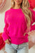 Pink Red Heart Shaped Crew Neck Drop Shoulder Sweater