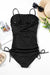 Swimsuit A ribbed black room with tightening cord and cutting on the sides