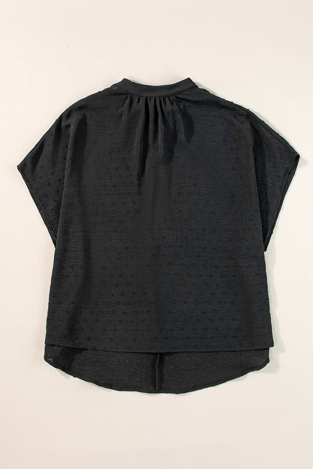 Blouse de manche de batwing swiss à point noir noir