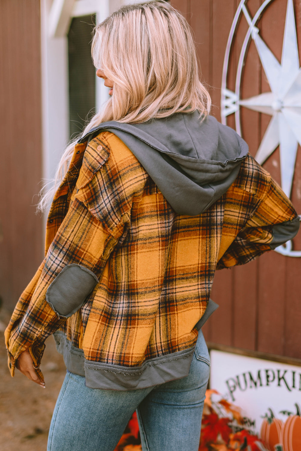 Veste à bouton instantanée à capuche à capuche orange