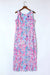 Purple Abstract Floral Print Sleeveless Maxi Dress