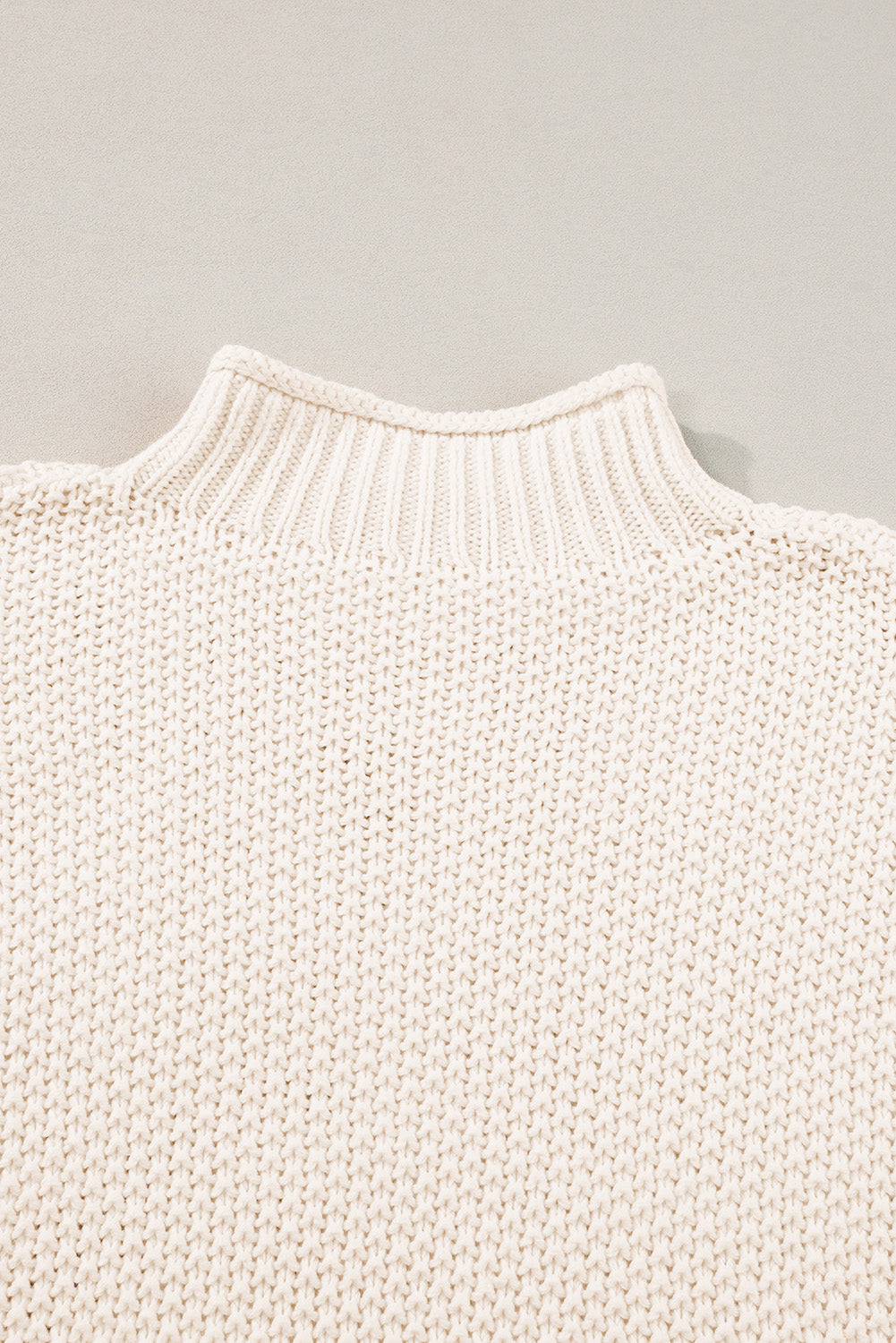 Beige High Neck -Fledermaus kurzärmelige Pullover