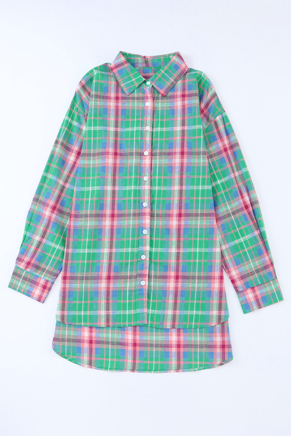 Chemise divisée à manches longues à plaid vert