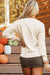 Apricot Boo Knit Pattern Drop Shoulder Ribbed Sweater