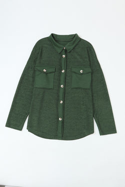 Chaqueta verde relajada con bolsillos de aleta contrastantes