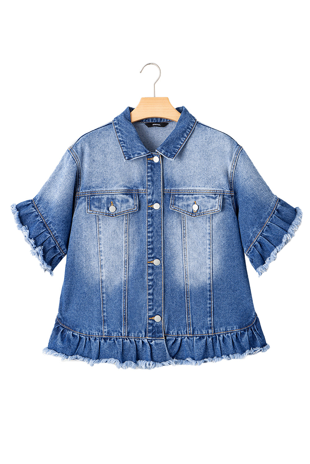 Short -sleeved denim jacket *