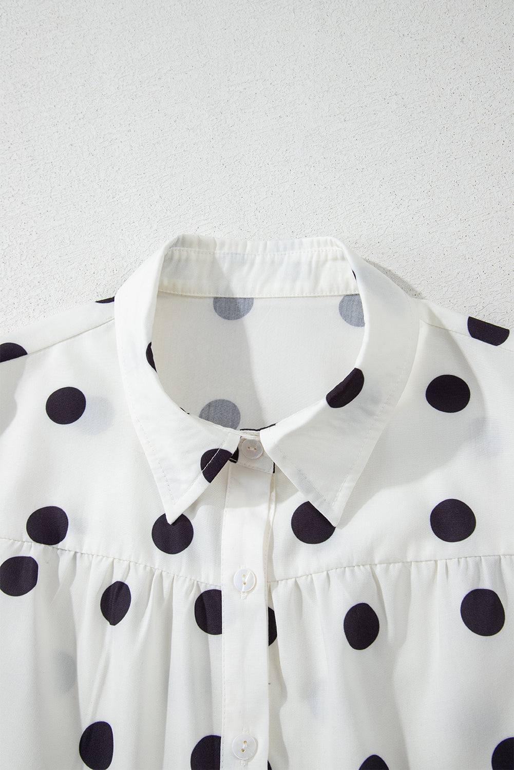 White Babydoll dress with polka dots and sleeve collar *