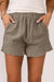 Khaki shorts with ruffles and high waist pockets