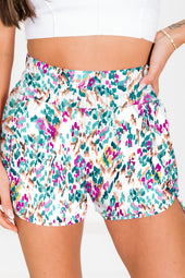 Light Blue Leopard High Waisted Sports Shorts