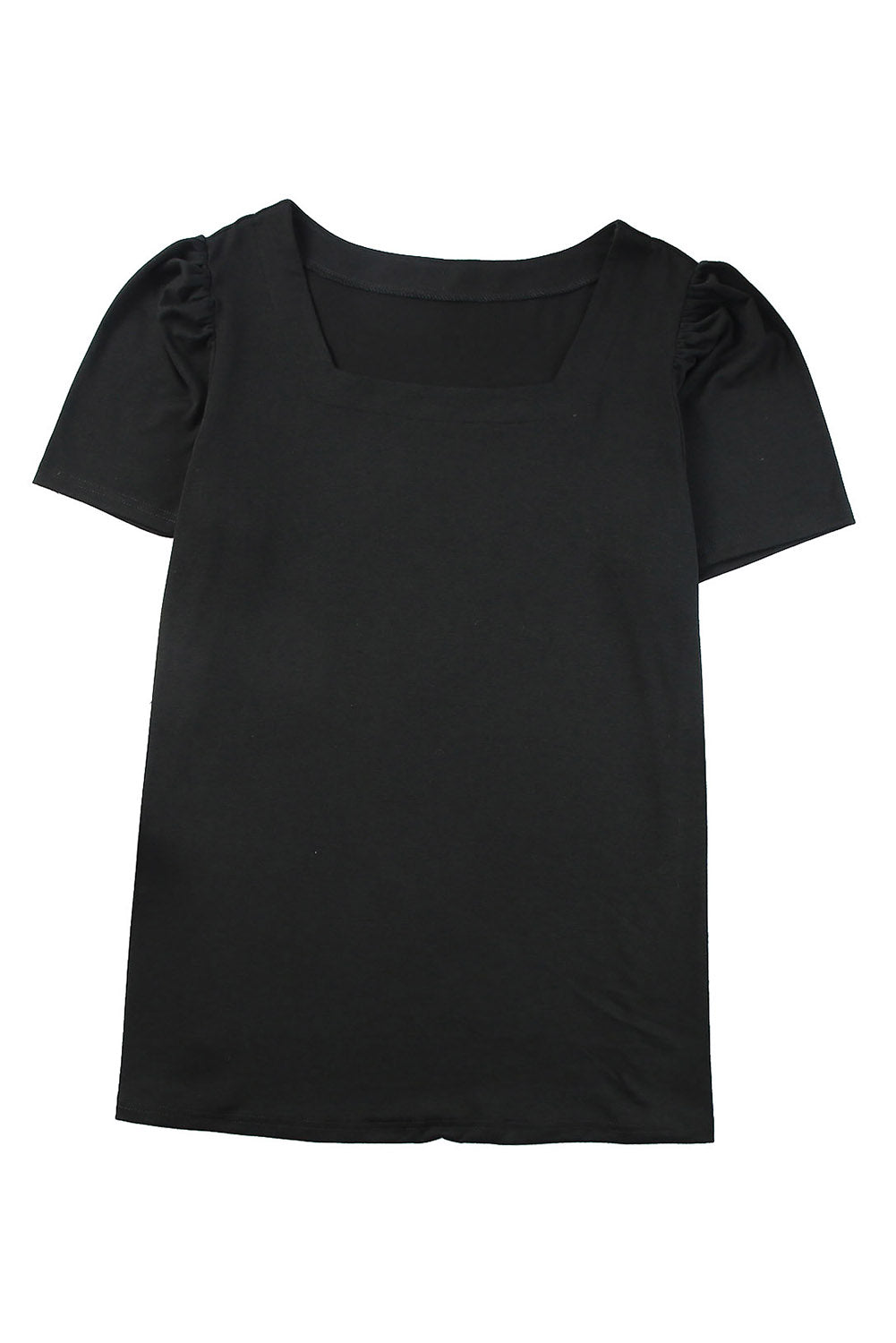 Black Plus Size Square Square Short Short Shleeve Top