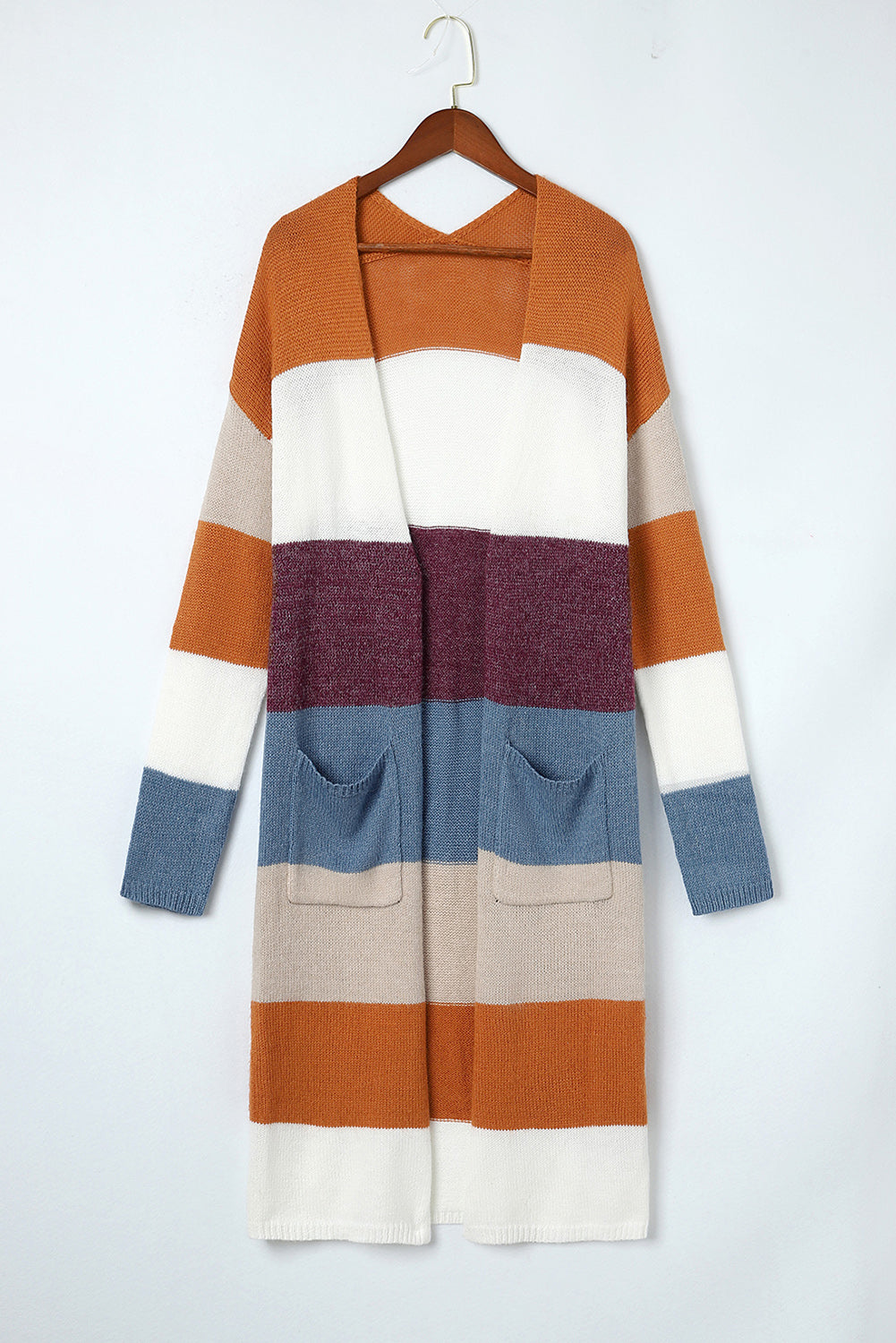 Cardigan long en tricot multicolore à blocs de couleurs ouvert sur le devant-A WOMAN WE LOVE