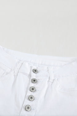 Luten White Denim in short denim high waist with buttons